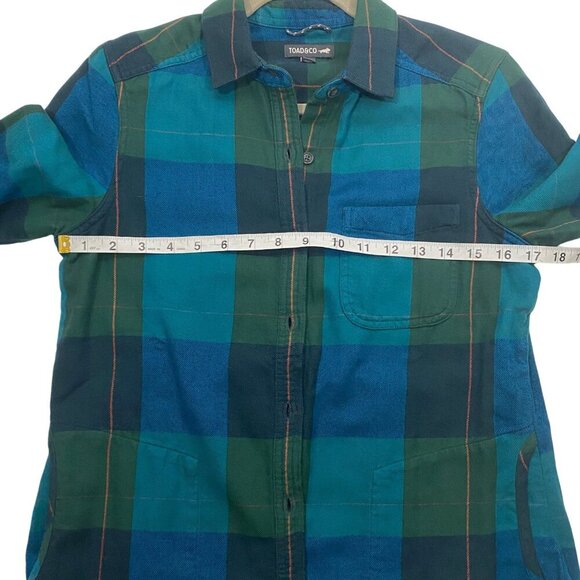 Toad&Co Womens Organic Cotton Carin duoflod Plaid Shirt XS outdoor sustainable g - Picture 10 of 12